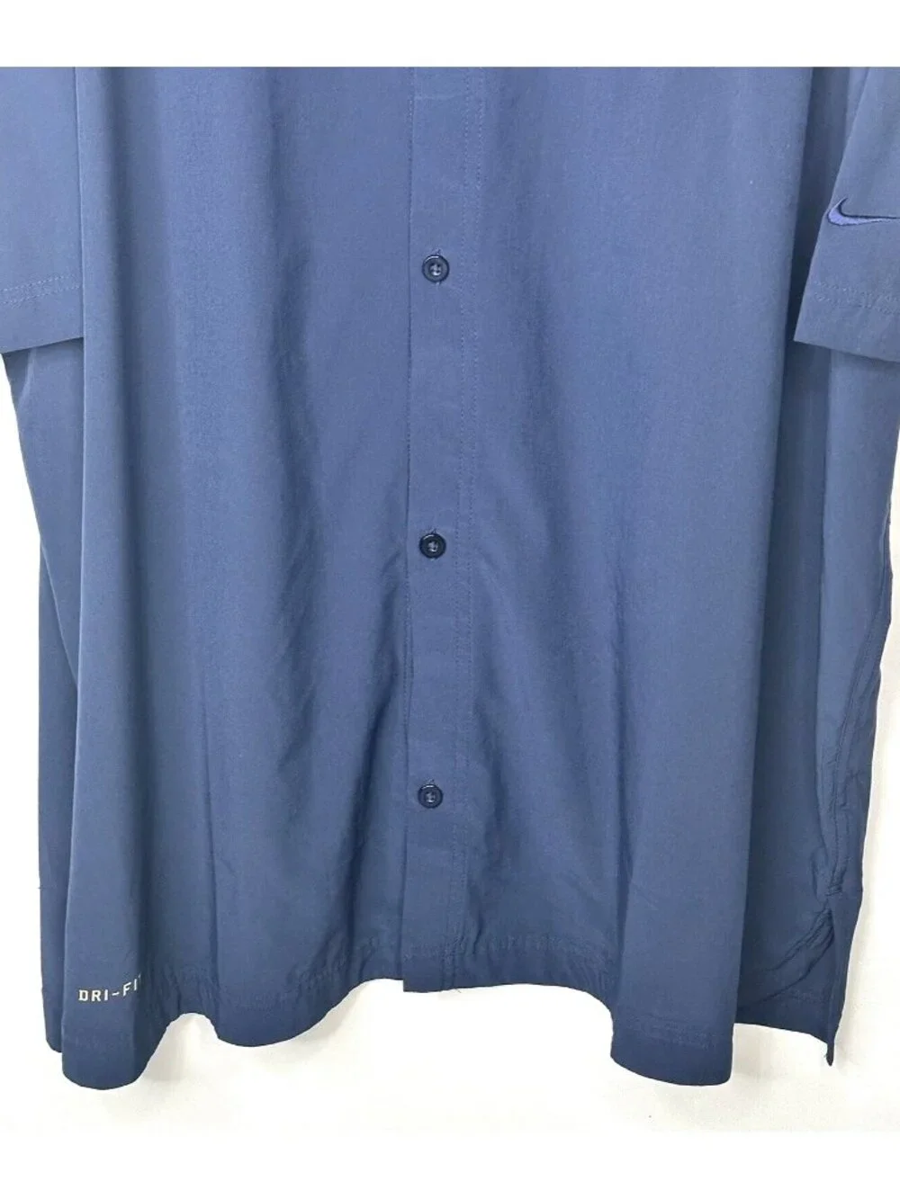 Nike Dri Fit Button Up Shirt Mens XXL Navy Performance Stretch Golf Casual